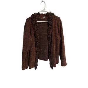 Multi Color Open Front Fringe Sweater Jacket Size L No Tags